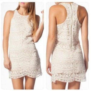 Lavender Brown | Racerback Lace Overlay Dress